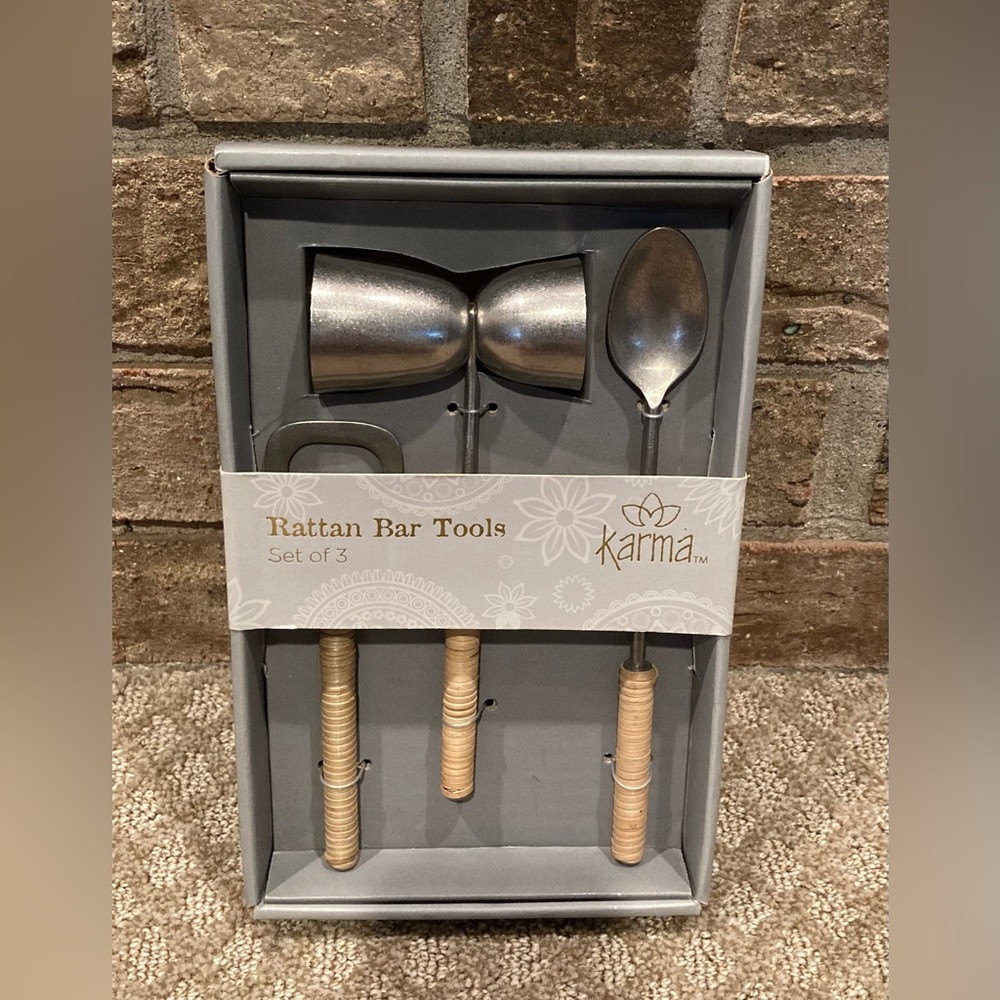 NIB - Karma Rattan Bar Tools